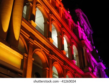 Illuminated Treasury Building In Brisbane