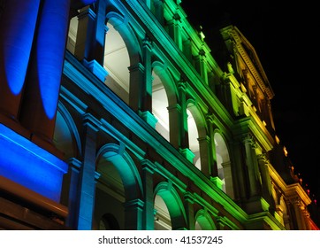 Illuminated Treasury Building In Brisbane