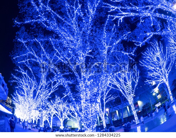 Illumination Shibuya Tokyo Named Blue Cave Parks Outdoor Stock Image