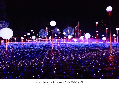 Illuminations light up at Tokyo, Japan. The illuminations in the theme of earth, space, galaxy for Christmas Eve LED light technology.Illuminations light up at at Tokyo Midtown, Roppongi Hills - Shutterstock ID 1597564753