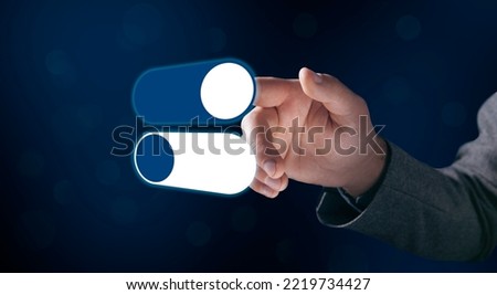Illustrated mobile switch. Man tapping on the screen