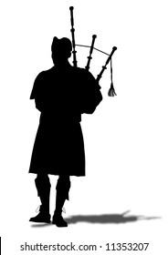 Illustrated Silhouette Of A Person Playing The Bagpipes