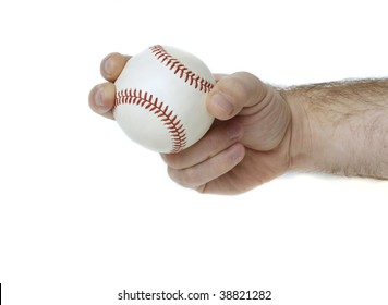 Illustrates How To Hold A Baseball To Throw A Curveball.