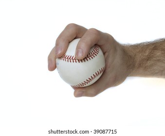 Illustrates How To Hold A Baseball To Throw A Changeup.