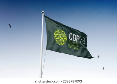 Illustration the 2023 United Nations Climate Change Conference COP28 UAE. The official logo.