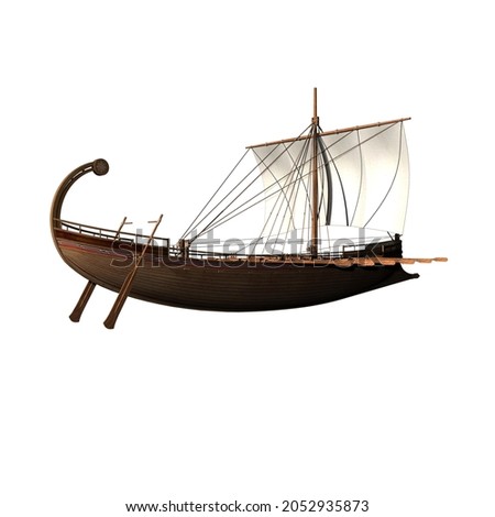 Illustration of An Ancient Greek ship isolated over white
