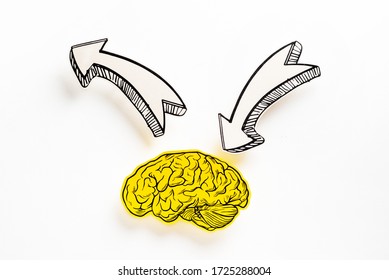 
Illustration brain icon with sign plus and two arrows direction. Generate ideas concept.