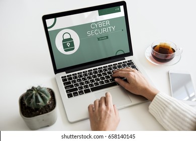 Illustration of computer security system on laptop