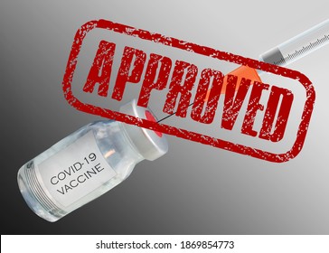 Illustration Of The Concept Of Vaccine Product Approval Process By Food And Drug Administration (FDA) Or Center Of Disease Control (CDC) Or Health Authority