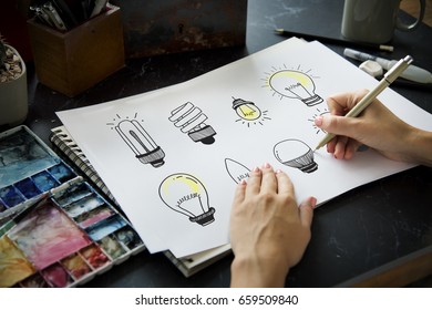 Illustration of creativity ideas light bulb