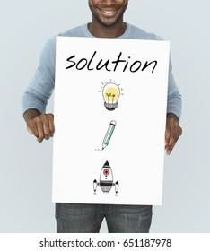 Illustration of creativity ideas for problem solving solution