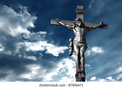 Illustration Crucifixion Jesus Christ Stormy Sky Stock Photo 87496471 ...