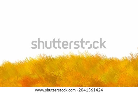 Illustration digital painting of wild grass in autumn, yellow, red, and orange color, white space for copy and design, Digital oil painting.