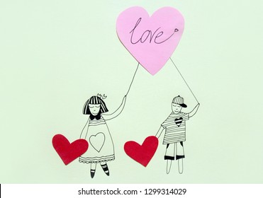 Romantic Drawings With Boy And Girl Stock Photos Images Photography Shutterstock