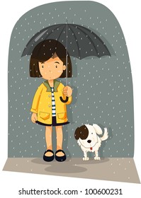 Illustration Of Girl With Her Dog - EPS VECTOR Format Also Available In My Portfolio.