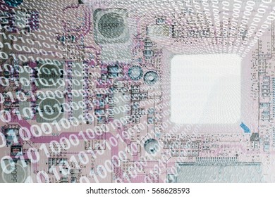 Illustration of microchip and binary