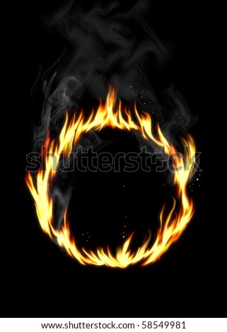 An illustration of ring of fire on black background