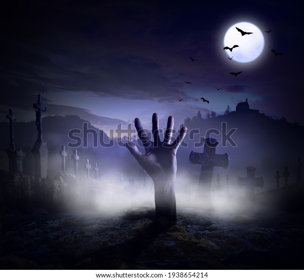 イラスト 怖いハロウィーン満月の夜 の写真素材 今すぐ編集