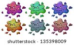 Illustration of the six bacteria-like monsters on a white background