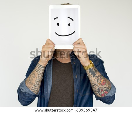 Illustration of smiley face on banner