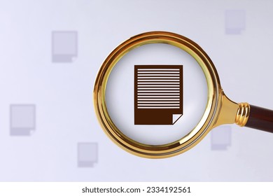 Illustrations of document on white background, view through magnifying glass - Shutterstock ID 2334192561