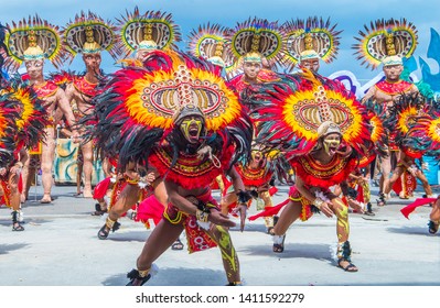 ILOILO , PHILIPPINES - JAN 27 : Participants in the Dinagyang Festival in Iloilo Philippines on January 27 2019. The Dinagyang is religious and cultural ennuel festival 