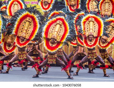 ILOILO , PHILIPPINES - JAN 28 : Participants in the Dinagyang Festival in Iloilo Philippines on January 28 2018. The Dinagyang is religious and cultural festival that honor the Santo NiÃ±o  