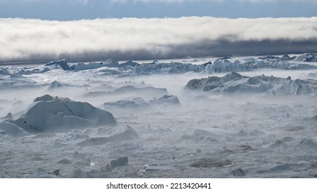 The Ilulissat Icefjord In The Fog.