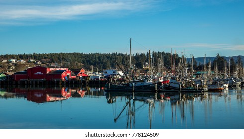 Ilwaco, Washington - 1/20/2015:  Commercial Fishing Boats Docked At Ilwaco Boat Basin, Ilwaco.