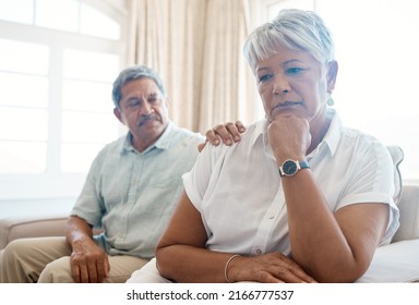 Im Here If You Need Me. Shot Of A Senior Man Consoling His Sad Wife At Home.