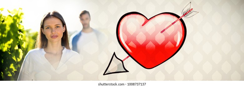 Compuesto digital de pareja con corazón de transición de amor de San Valentín