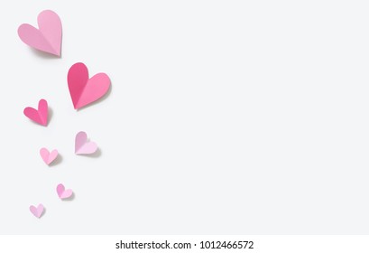Hand-made pink love hearts. Happy valentine's day.