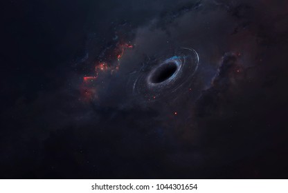 Black hole, awesome science fiction wallpaper, cosmic landscape. Elements of this image furnished by NASA