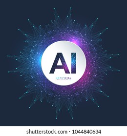 Blue Minimalist Artificial Intelligence Technology Logo - MasterBundles