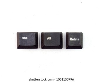Botón del teclado de la computadora, Ctrl, Alt, Eliminar sobre fondo blanco