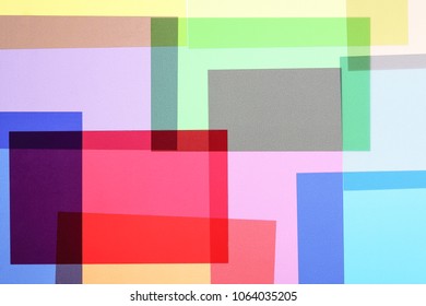 set veelkleurige en overlappende transparanten, abstracte kleurrijke achtergrond