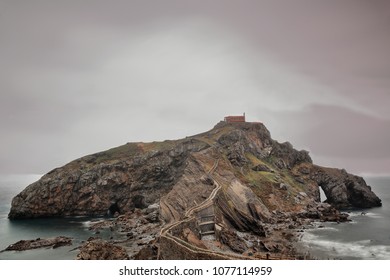 Gaztelugatxe islet with San Juan hermitage on top in Spain.s Basque Country is the real life location that features in TV series Game of Thrones as Dragonstone mystical island. Bermeo-Bizkaia-Euskadi.