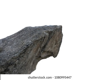 崖の石は、白い背景で隔離山の岩の一部に位置しています。