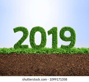 2019 is a good year for growth in environmental business. Grass growing in the shape of year 2019.
