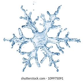 copo de nieve de salpicaduras de agua con burbujas aisladas en blanco