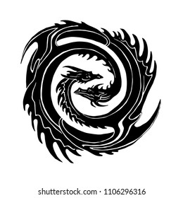 yin yang dragon Logo Vector (.EPS) Free Download