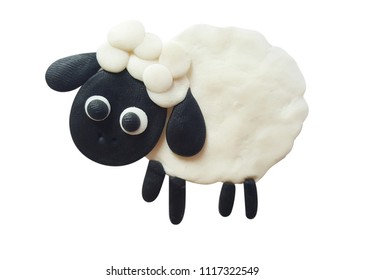Plasticine sheep isolated on a white background. Clipping path.