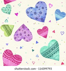 Motif de cœurs aquarelle sans couture