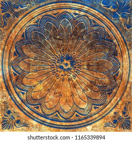 faarweg dekorativ komplizéiert abstrakt Mandala-Design mat arabeschem Kaleidoskopmotiv