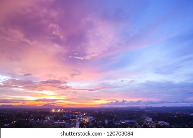 Beautiful Cityscape Sunset at Trang Thailand