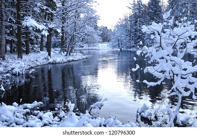 冬の川の風景