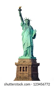 Patung Liberty diisolasi dengan warna putih, Kota New York