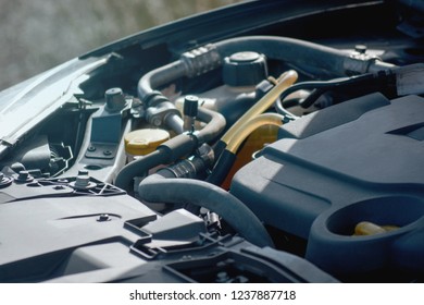 Motor de coche bajo el capó Renault Megane
