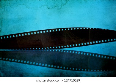 Vintage Filmstreifen auf blauem Hintergrund