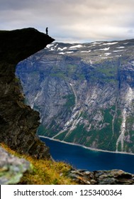 Standing on the edge of a cliff with wonderful view over Lysefjorden